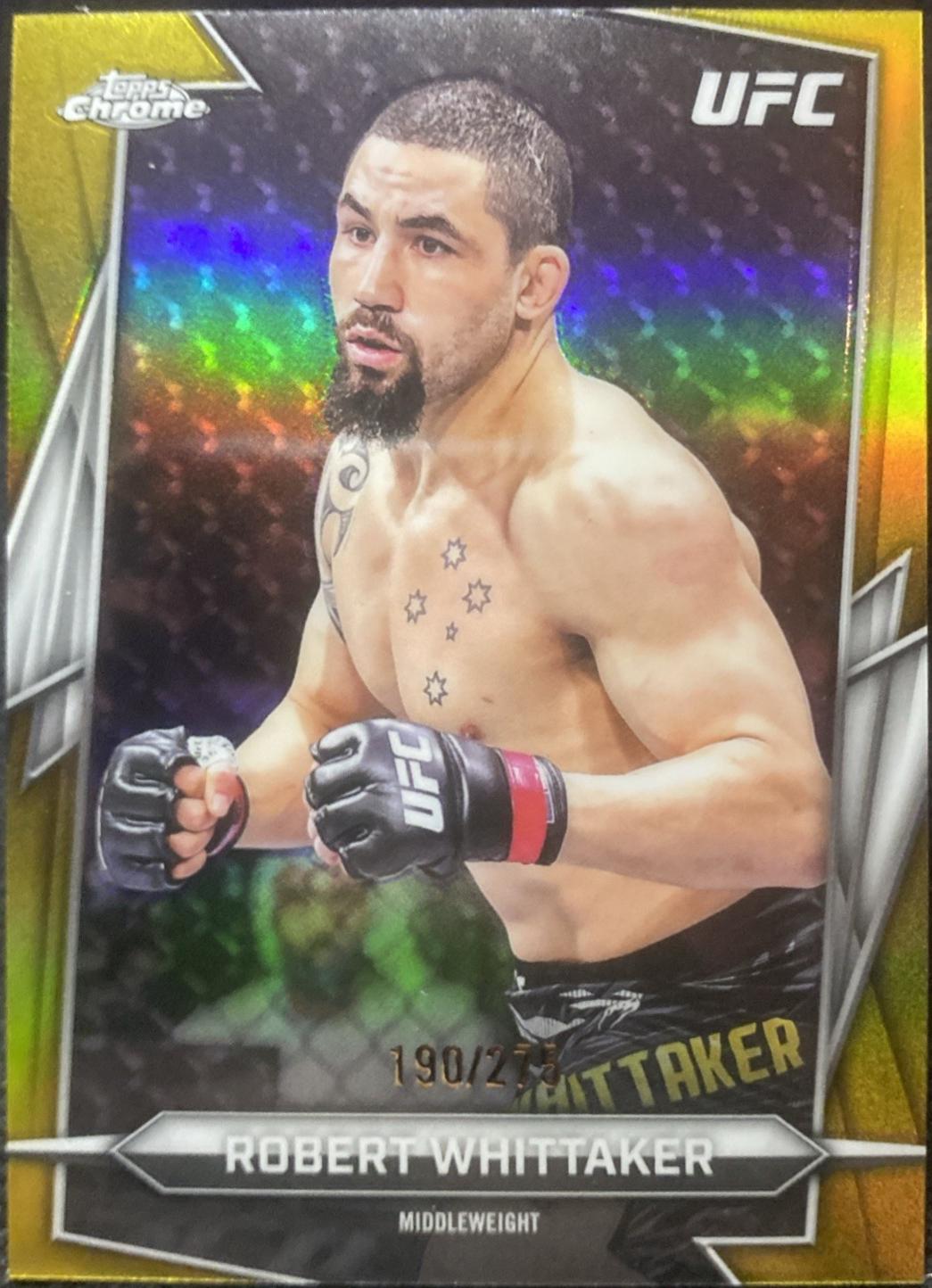 Robert Whittaker 2026 Topps Chrome UFC Base #161 Yellow Refractor