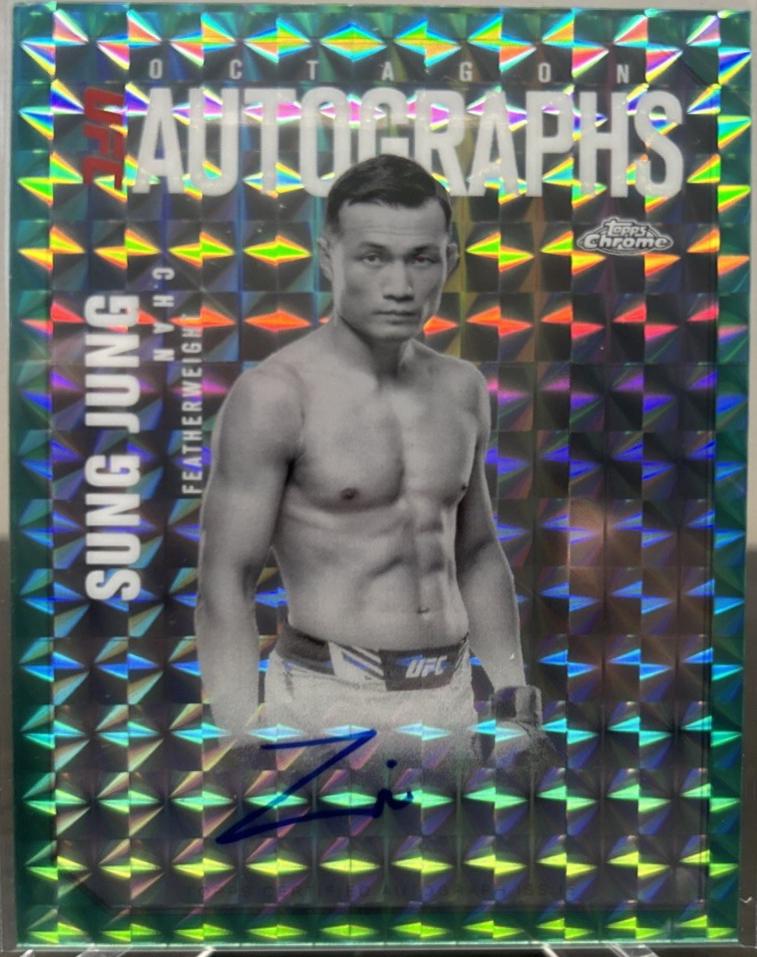 Chan Sung Jung 2025 Topps Chrome UFC Octagon Legends Autographs #OLA-CJ Geometric Aqua Refractor