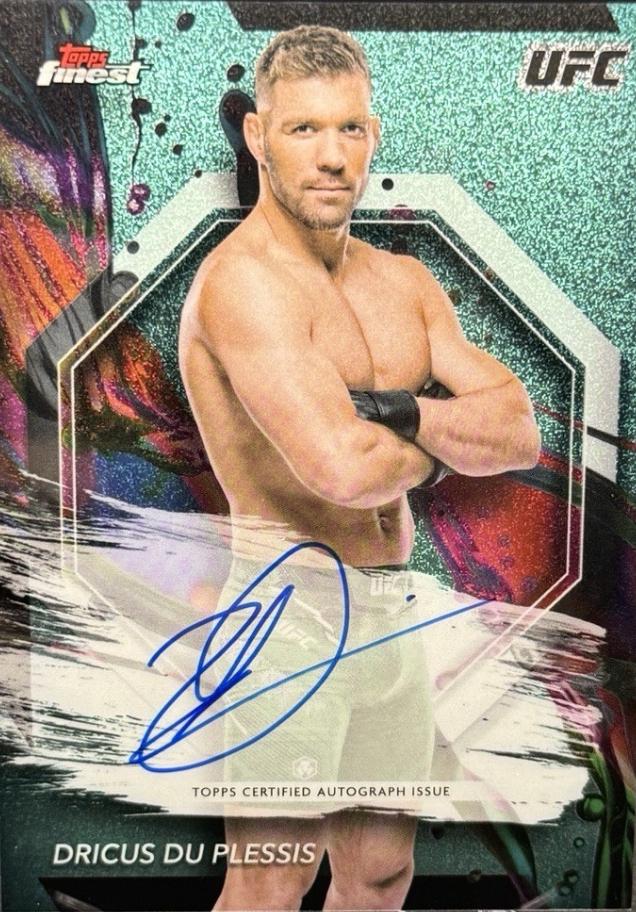 Dricus Du Plessis 2024 Topps Finest UFC Finest Autographs #FA-DDP Aqua Glitter Refractor
