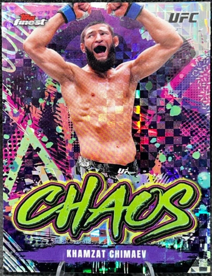 Khamzat Chimaev 2024 Topps Finest UFC Chaos #CHA-28 Checkerboard Refractor