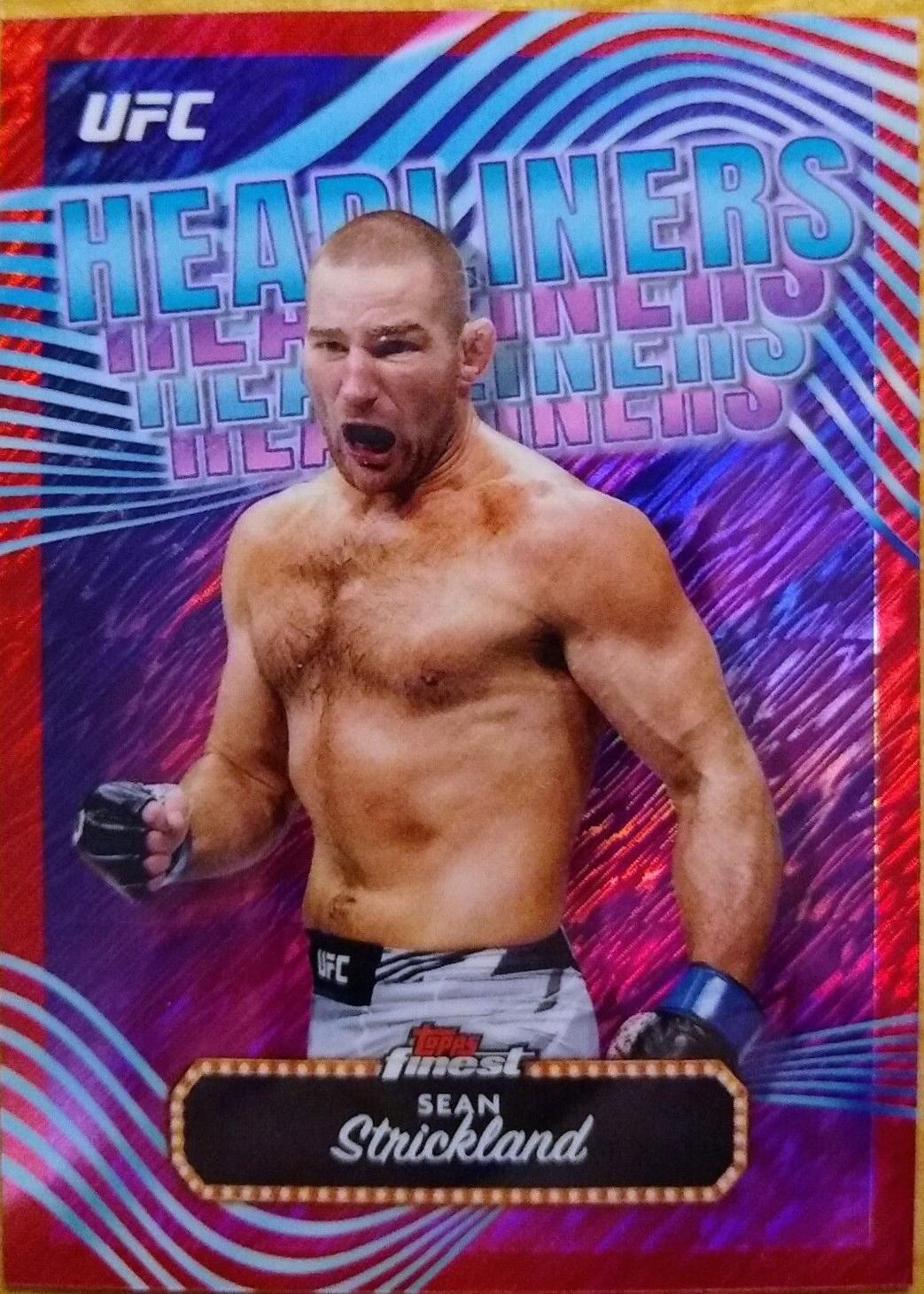 Sean Strickland 2024 Topps Finest UFC Headliners #HDL-16 Red Shimmer Refractor