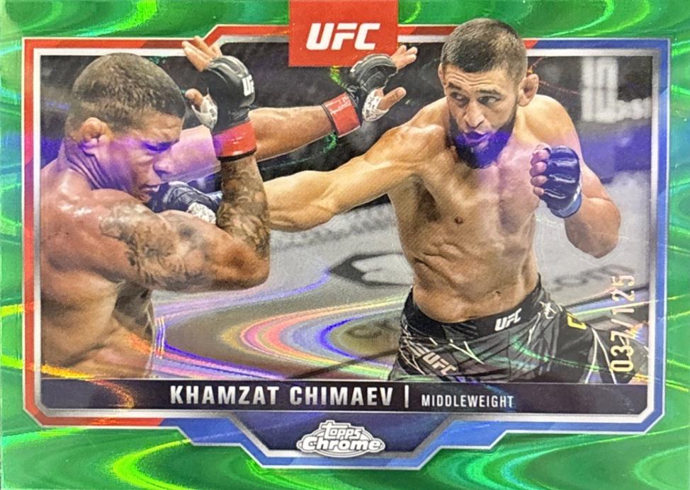 Khamzat Chimaev 2025 Topps Chrome UFC Base #102 Green Wave