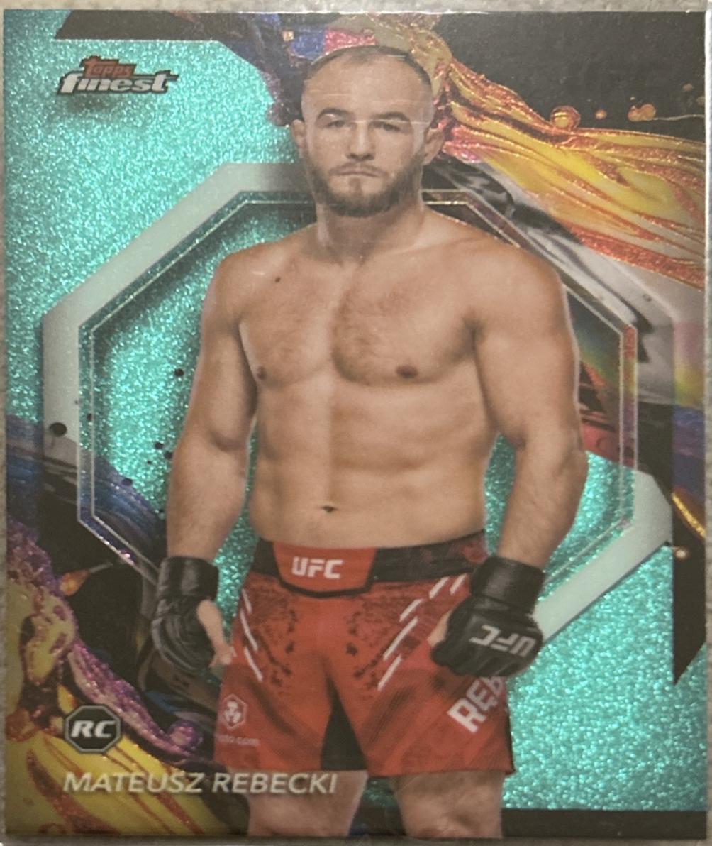 Mateusz Rębecki 2024 Topps Finest UFC Base Common #38 Aqua Glitter Refractor