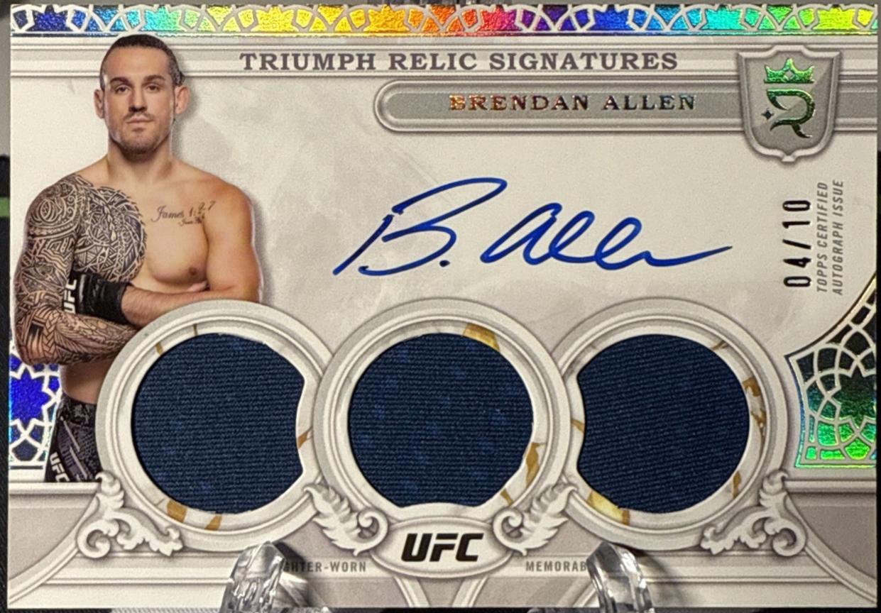 Brendan Allen 2024 Topps Royalty UFC Triumph Relic Signatures #TRS-BAN Gold