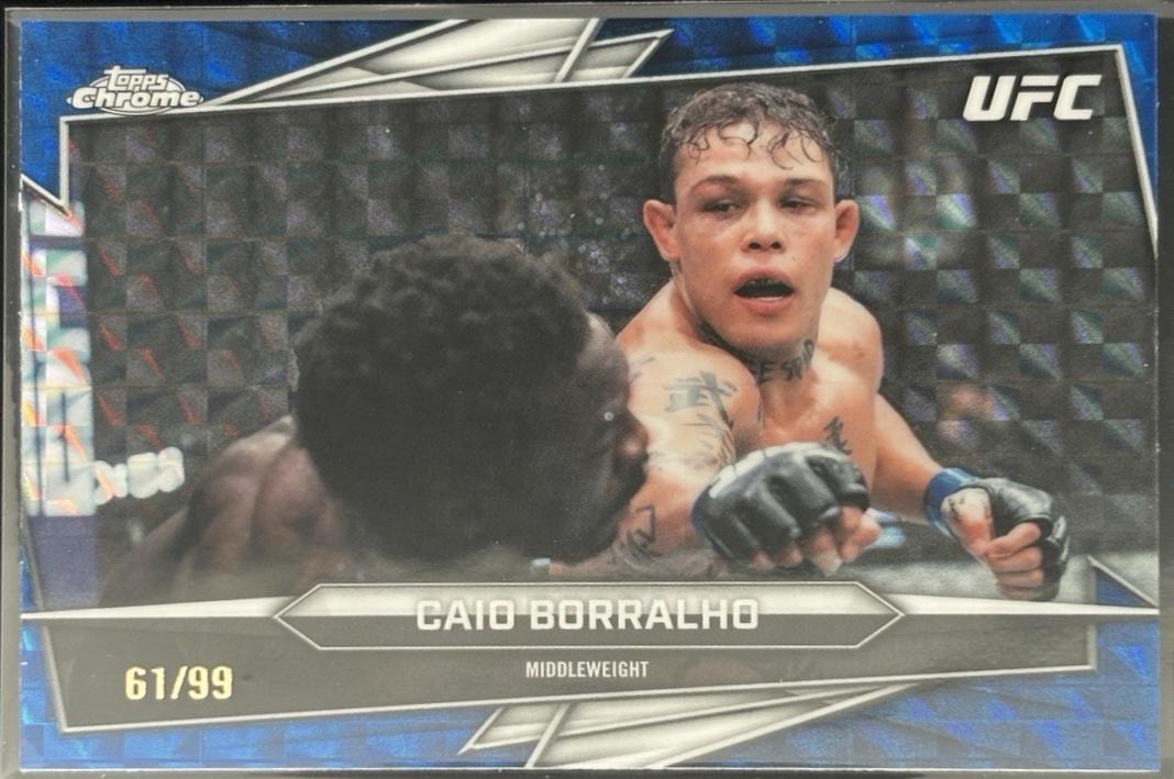 Caio Borralho 2026 Topps Chrome UFC Base #76 Blue Geometric Refractor
