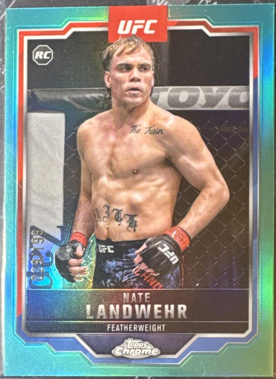Nate Landwehr 2025 Topps Chrome UFC Base #85 Teal Lazer Refractor