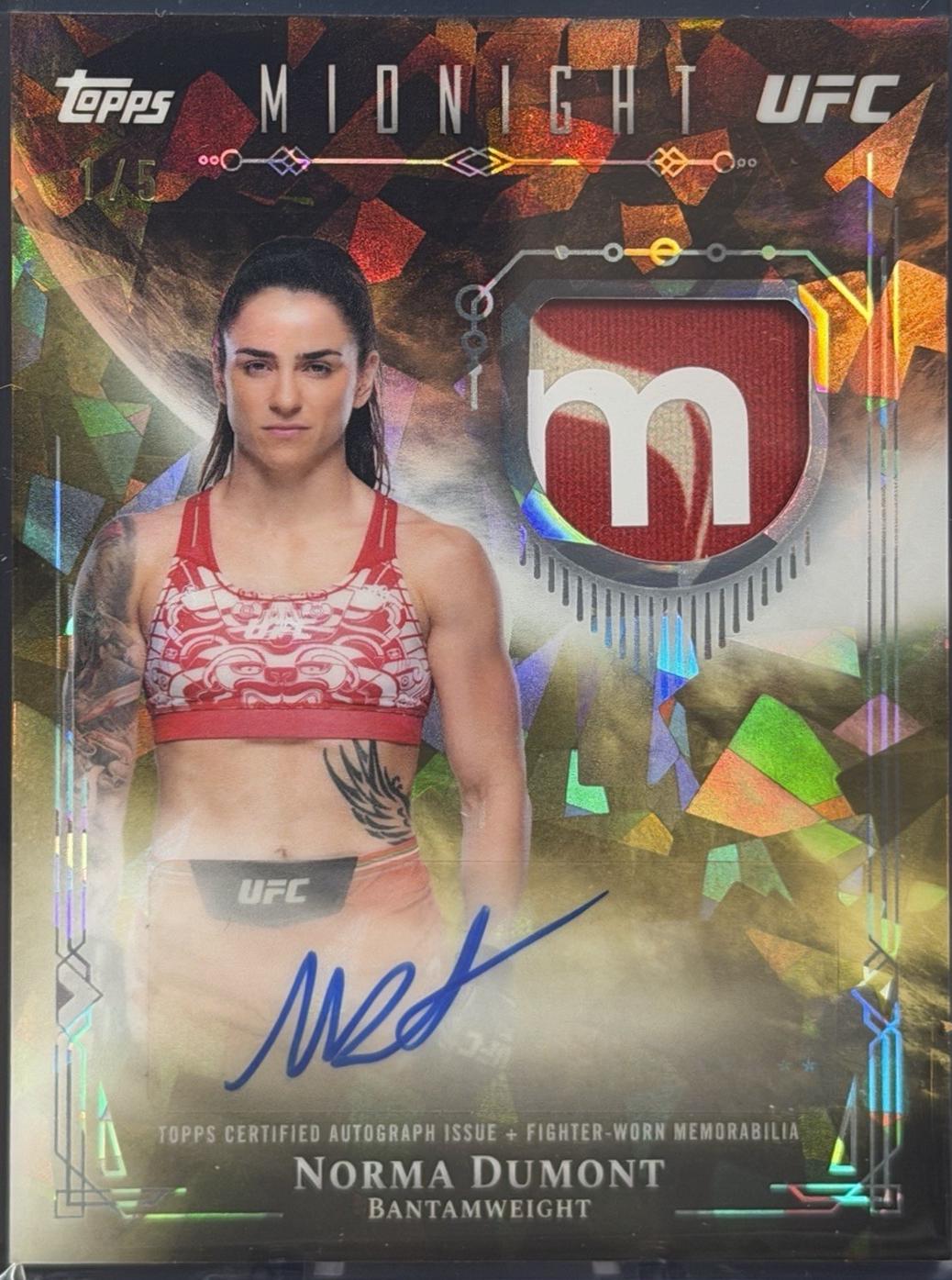 Norma Dumont 2026 Topps Midnight UFC Relic Autographs #VRA-ND Moon Beam