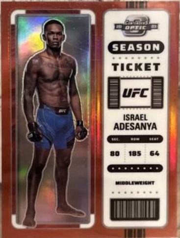 Israel Adesanya 2023 Panini Chronicles UFC Base Contenders Optic Season Ticket #353 Red