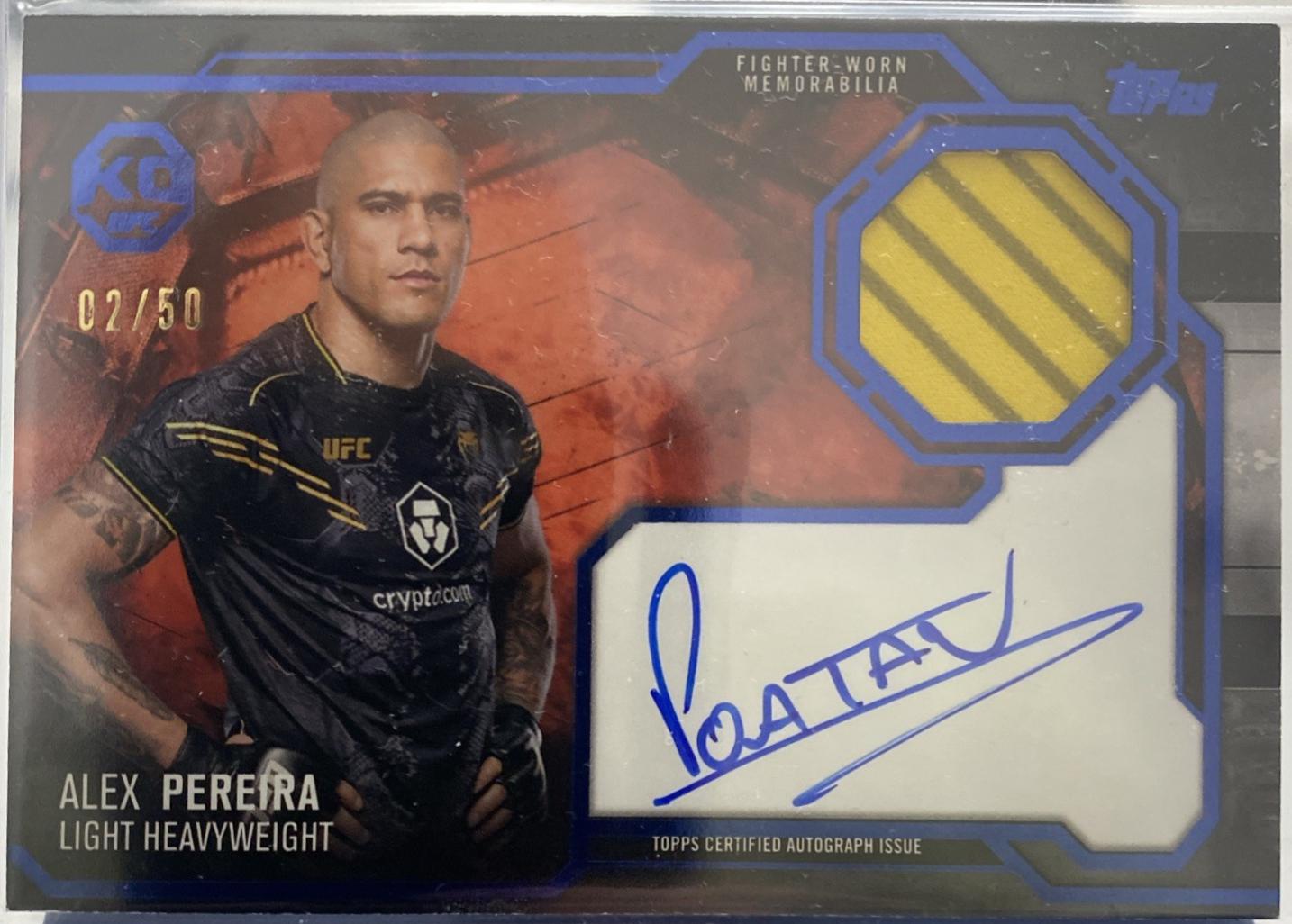 Alex Pereira 2025 Topps Knockout UFC Knockout Autograph Relics #KAR-AP Blue