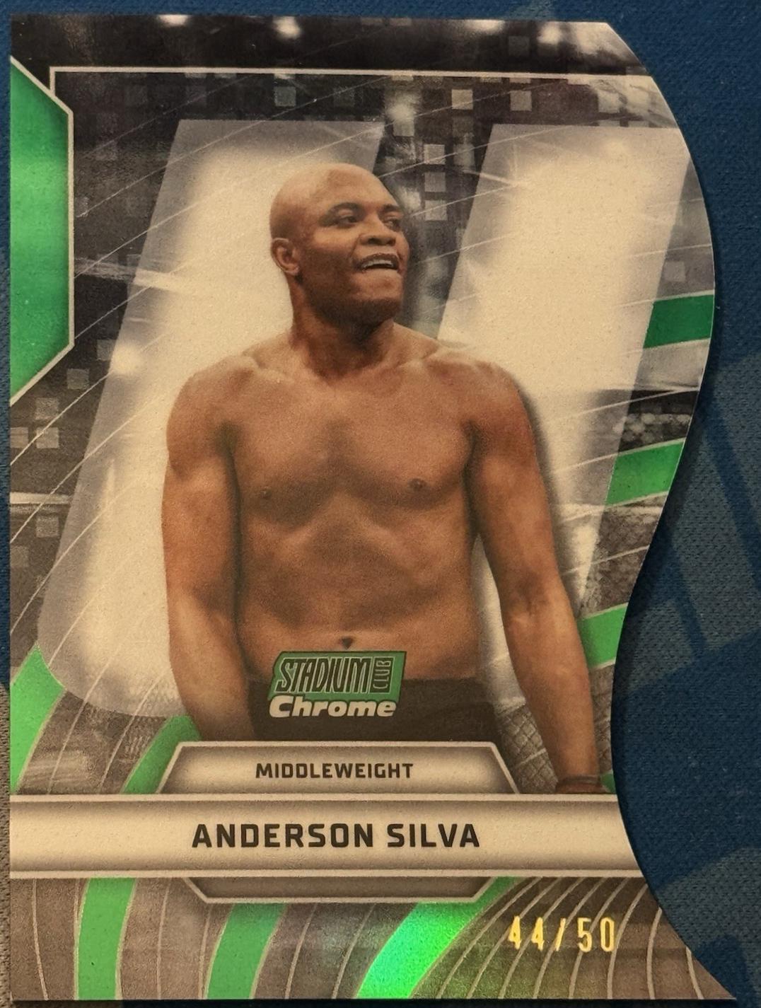 Anderson Silva 2026 Topps Stadium Club UFC Triumvirates #TV-30 Green Refractor