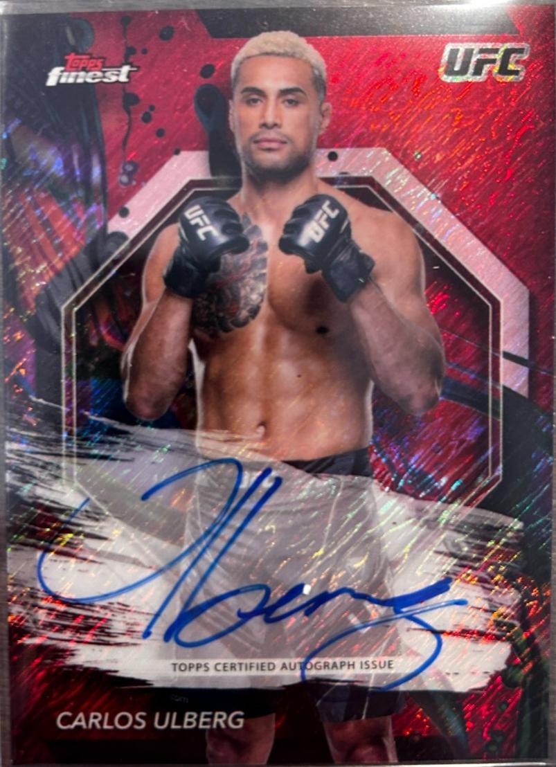 Carlos Ulberg 2024 Topps Finest UFC Finest Autographs #FA-CUG Red Shimmer Refractor