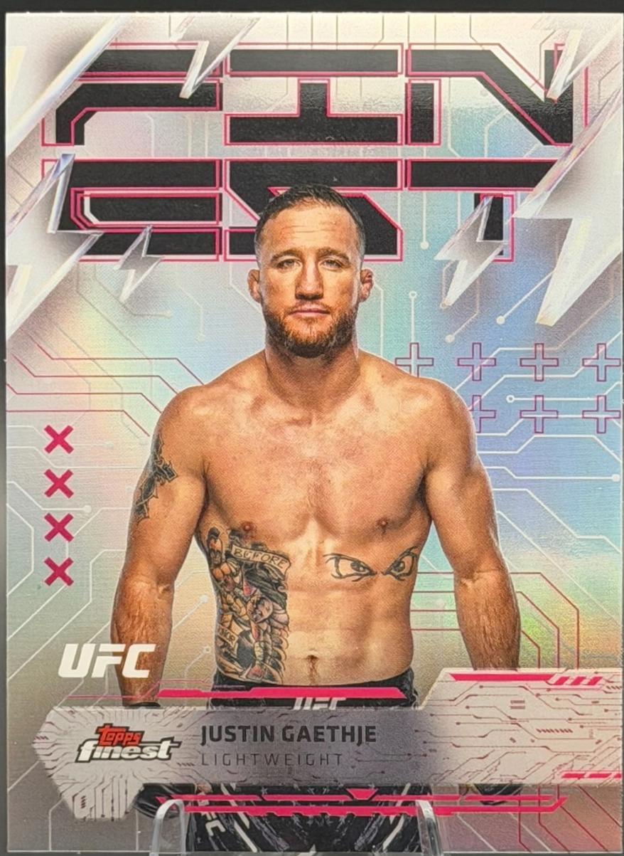 Justin Gaethje 2025 Topps Finest UFC Base Rare #215 Refractor