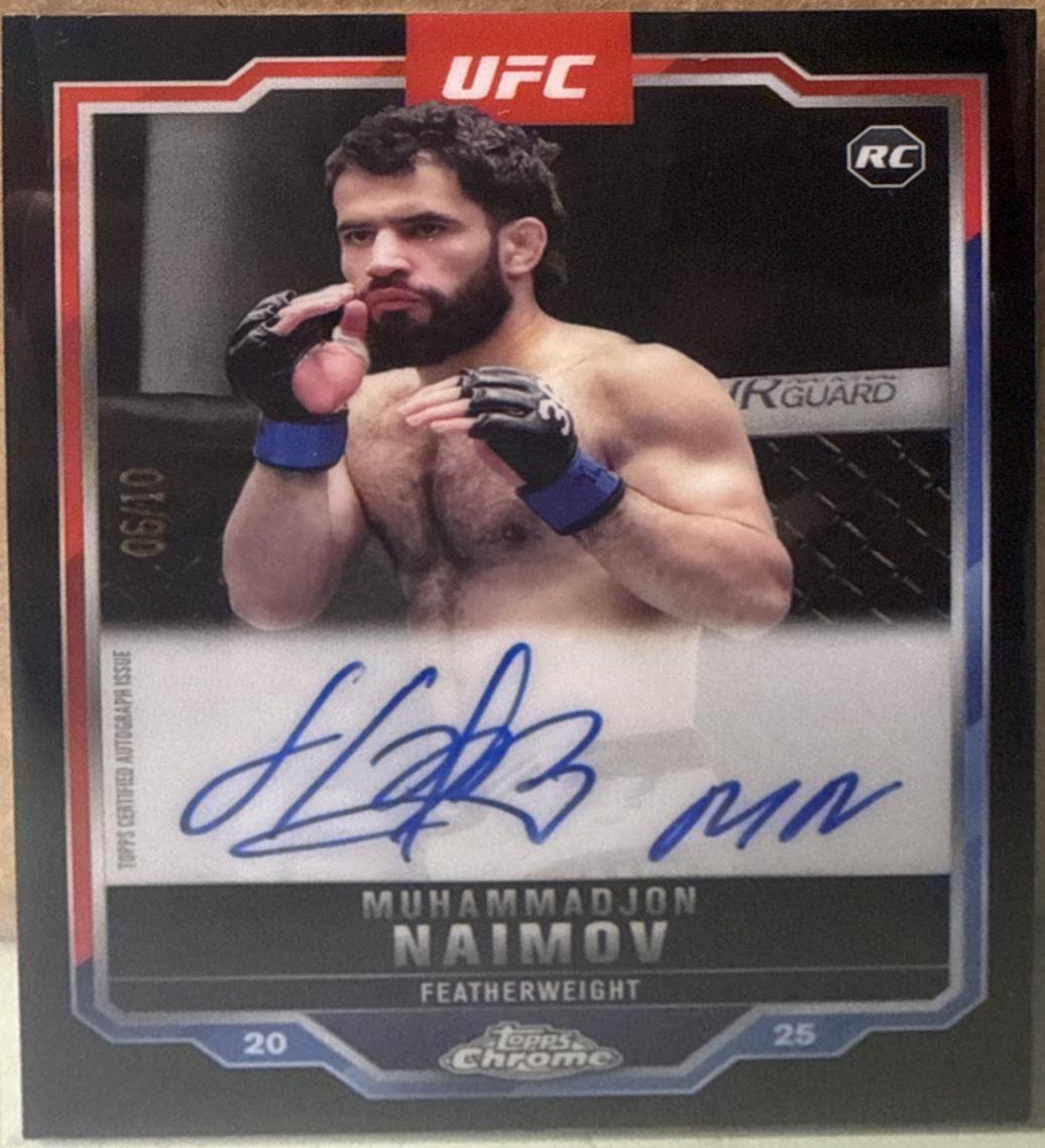 Muhammadjon Naimov 2025 Topps Chrome UFC Chrome Rookie Autographs #CRA-MN Black Refractor