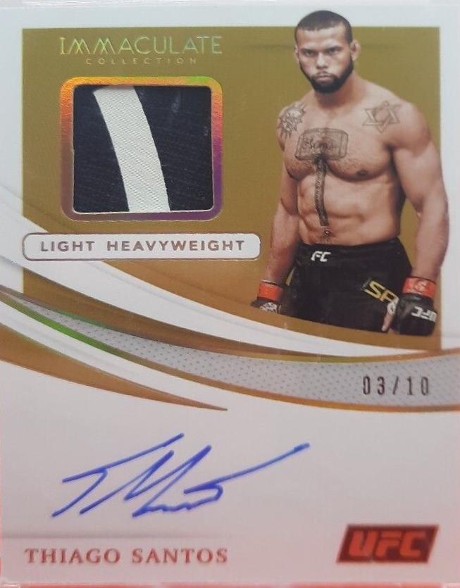 Thiago Santos 2021 Panini Immaculate UFC Memorabilia Autographs #6 Gold