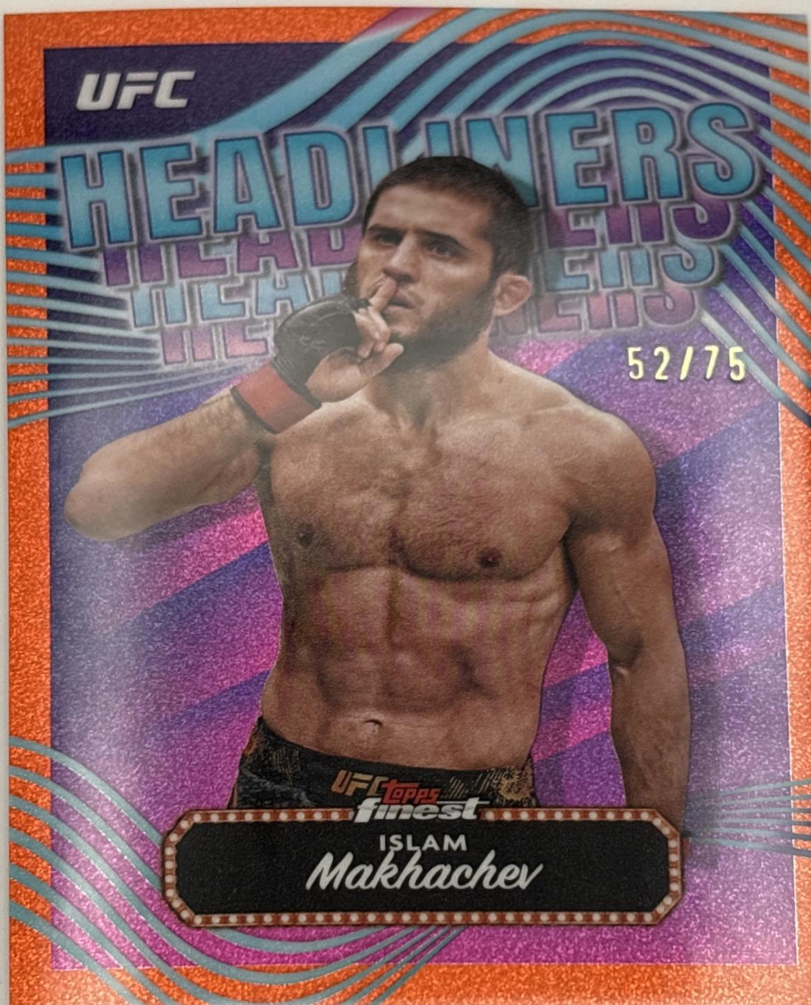Islam Makhachev 2024 Topps Finest UFC Headliners #HDL-8 Yellow Glitter Refractor