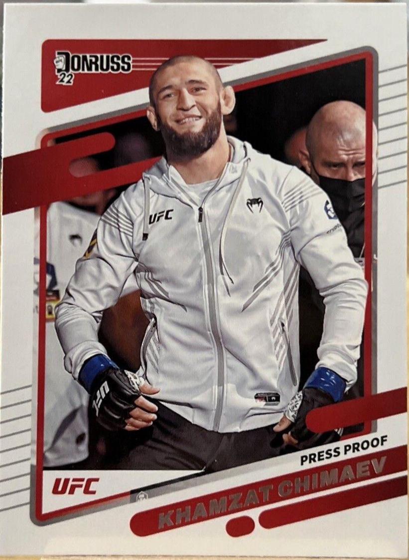 Khamzat Chimaev 2022 Panini Donruss UFC Base #14 Press Proof Purple