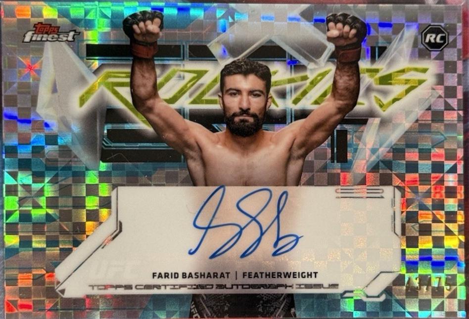 Farid Basharat 2025 Topps Finest UFC Finest Rookie Autographs #FRA-FB Blue Checkerboard Refractor