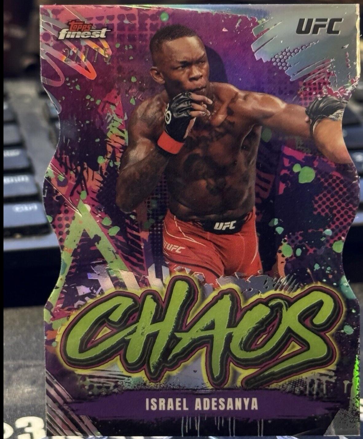 Israel Adesanya 2024 Topps Finest UFC Chaos #CHA-29 Die-Cut Refractor