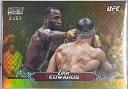 Leon Edwards 2025 Topps Stadium Club UFC Base Chrome #C-163 Gold Refractor