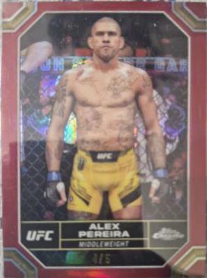 Alex Pereira 2024 Topps Chrome UFC Base #4 Red Refractor