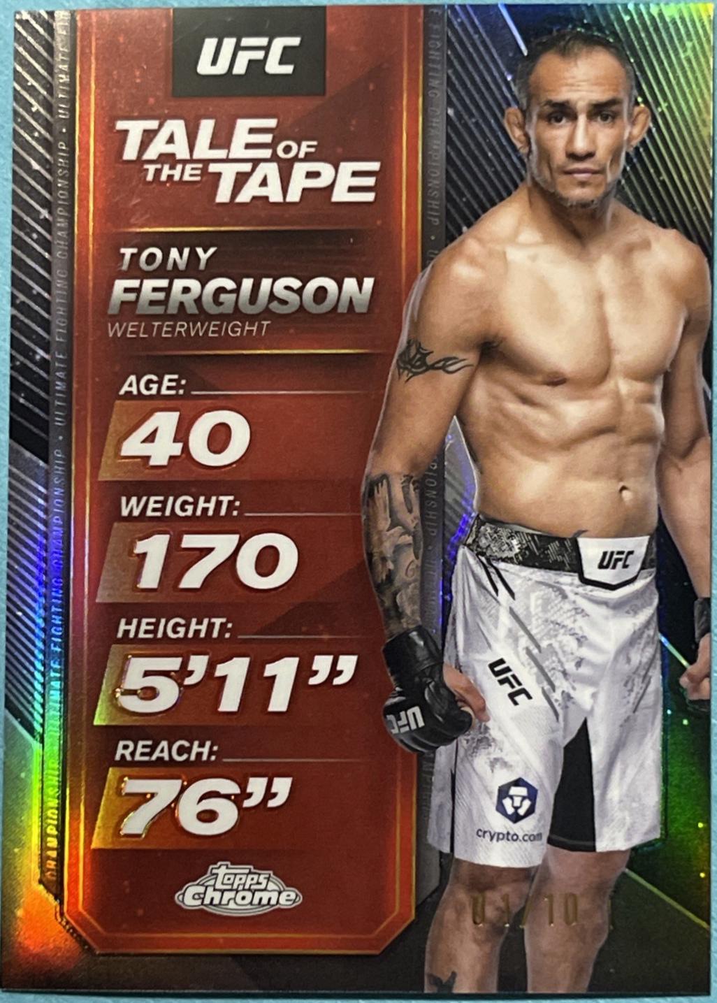 Tony Ferguson 2025 Topps Chrome UFC Tale of the Tape #TTT-10 Black Refractor