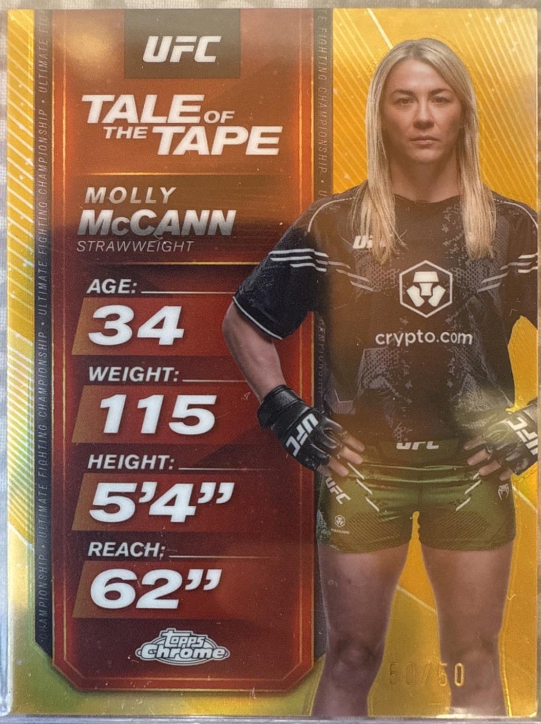Molly McCann 2025 Topps Chrome UFC Tale of the Tape #TTT-24 Gold Refractor