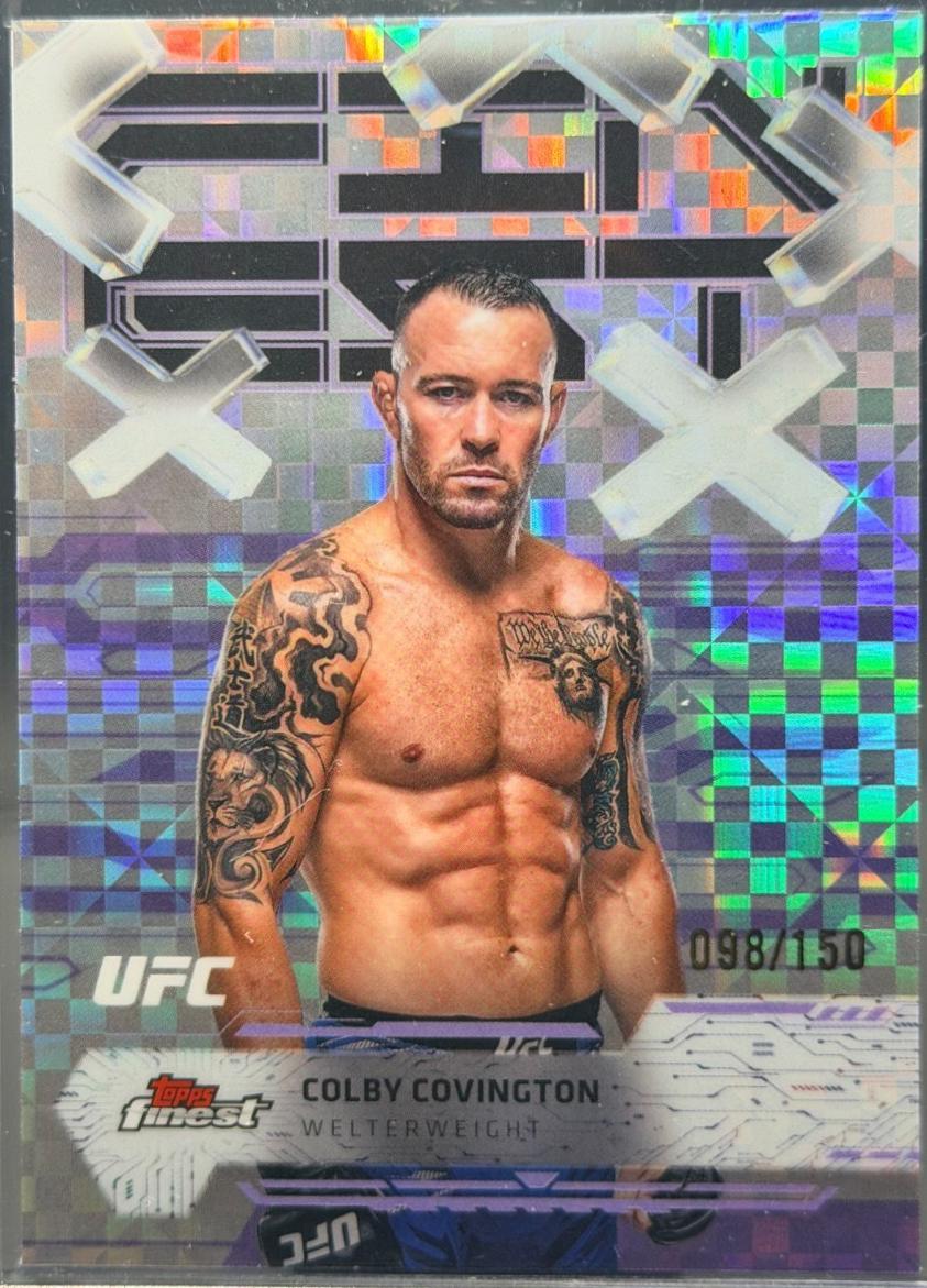 Colby Covington 2025 Topps Finest UFC Base Common #2 Purple Checkerboard Refractor
