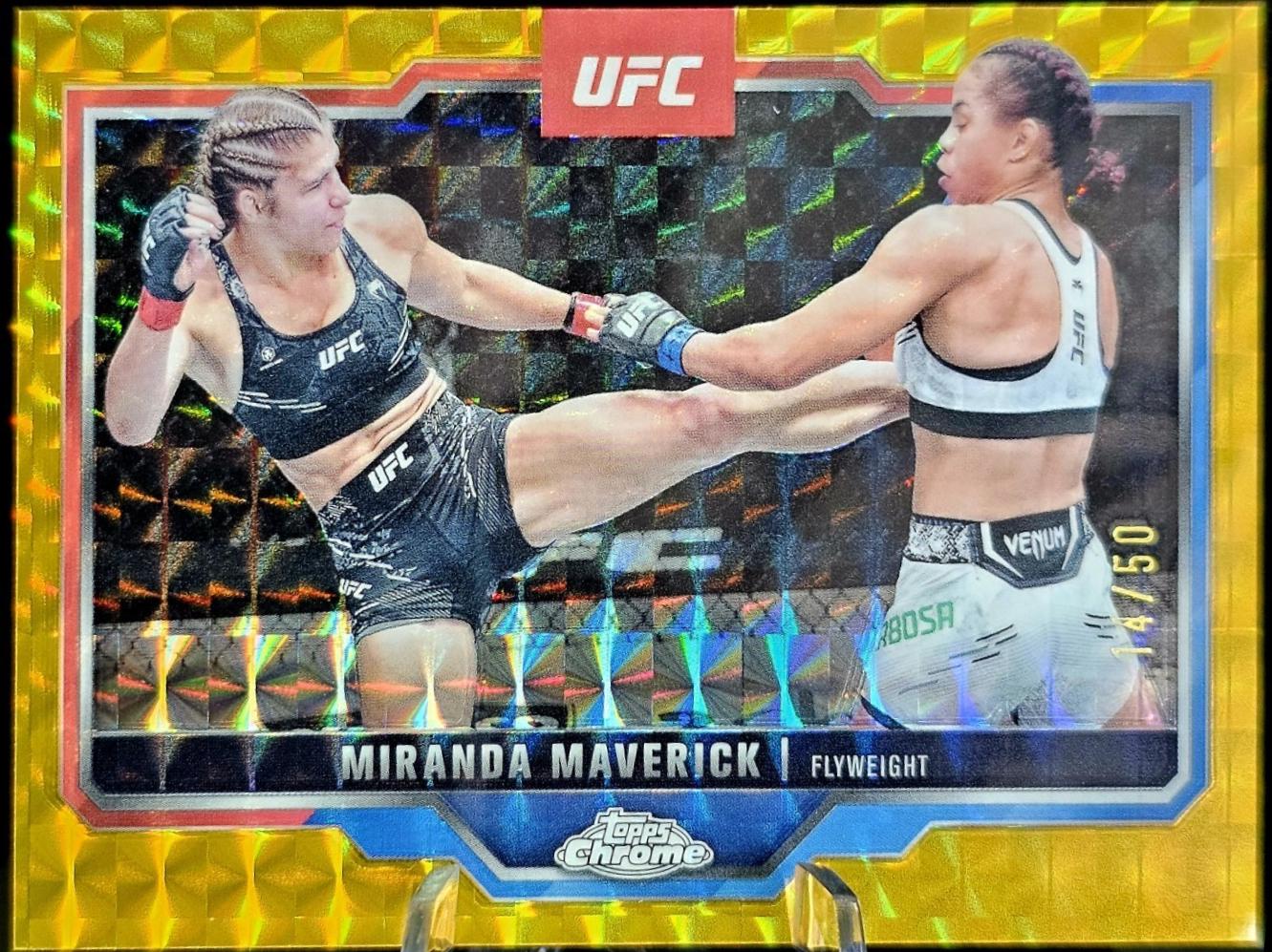 Miranda Maverick 2025 Topps Chrome UFC Base #5 Gold Geometric Refractor