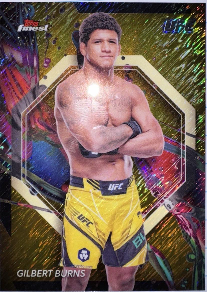 Gilbert Burns 2024 Topps Finest UFC Base Common #68 Gold Shimmer Refractor