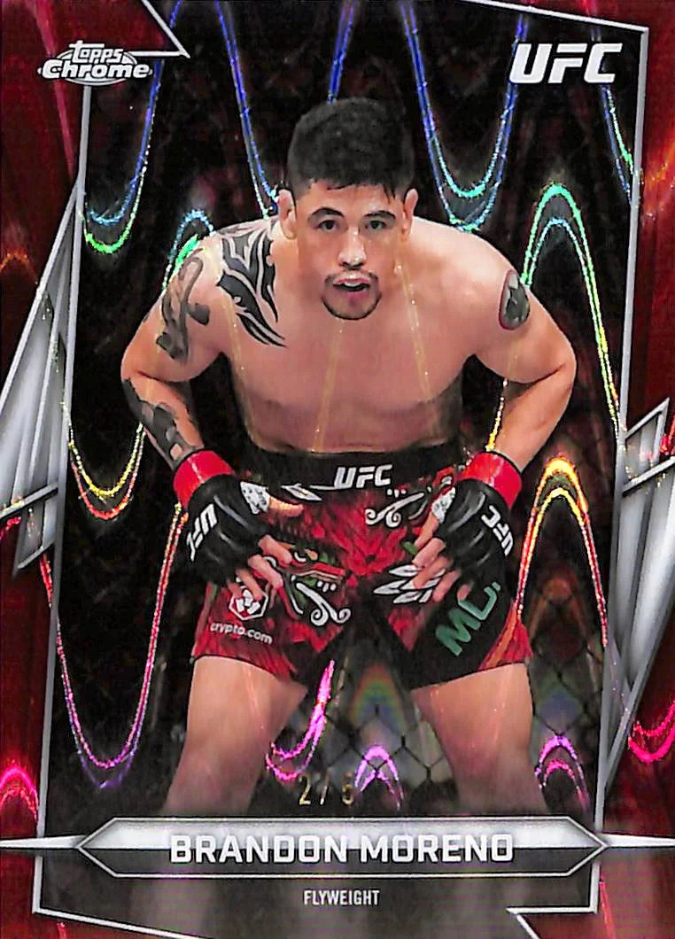 Brandon Moreno 2026 Topps Chrome UFC Base #162 Red Ray Wave Refractor