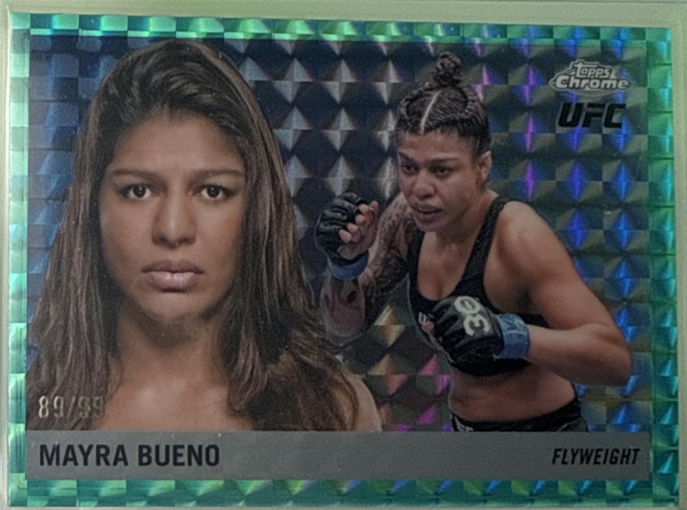 Mayra Bueno 2025 Topps Chrome UFC 1955 Topps #55T-6 Geometric Green Refractor