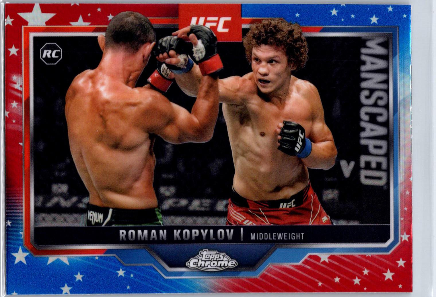 Roman Kopylov 2025 Topps Chrome UFC Base #66 Red & Blue Refractor