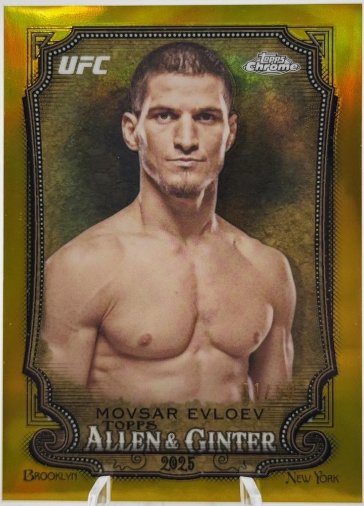 Movsar Evloev 2025 Topps Chrome UFC Allen & Ginter #AAG-11 Gold Refractor