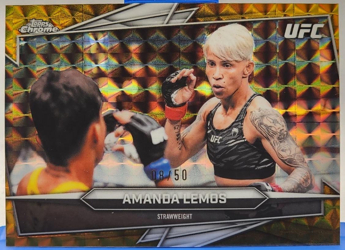 Amanda Lemos 2026 Topps Chrome UFC Base #112 Gold Geometric Refractor