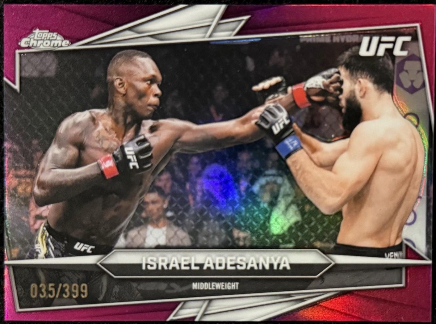 Israel Adesanya 2026 Topps Chrome UFC Base #197 Pink Refractor