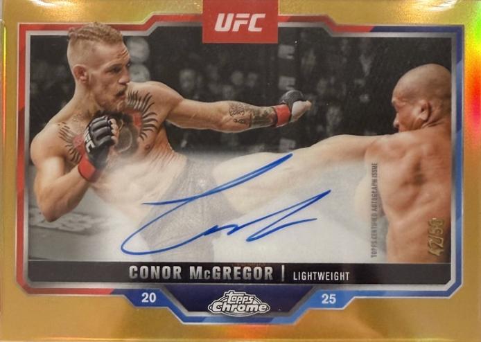 Conor McGregor 2025 Topps Chrome UFC Chrome Veteran Autographs #CVA-CM Gold Refractor