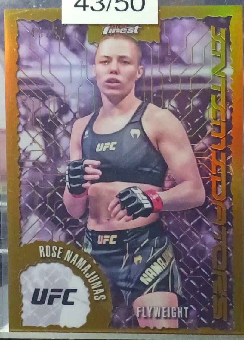 Rose Namajunas 2025 Topps Finest UFC Intimidators #IT-6 Gold Refractor