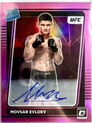 Movsar Evloev 2022 Panini Donruss Optic UFC Base Rated Rookies Signatures #112 Pink