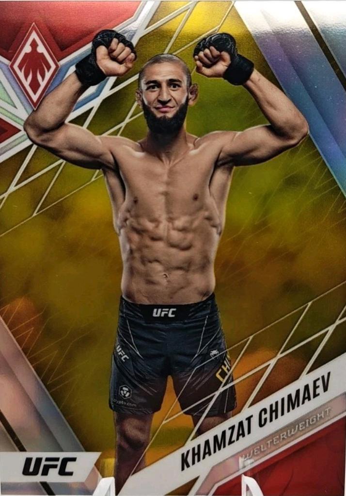 Khamzat Chimaev 2023 Panini Chronicles UFC Base Phoenix #319 Gold