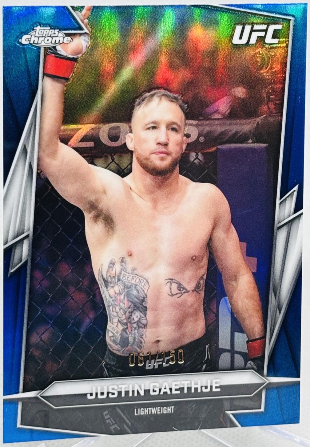 Justin Gaethje 2026 Topps Chrome UFC Base #39 Blue Refractor
