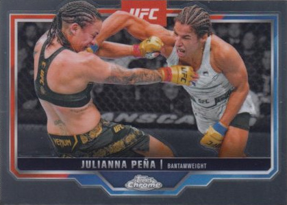 Julianna Peña 2025 Topps Chrome UFC Base #142 Gold Refractor
