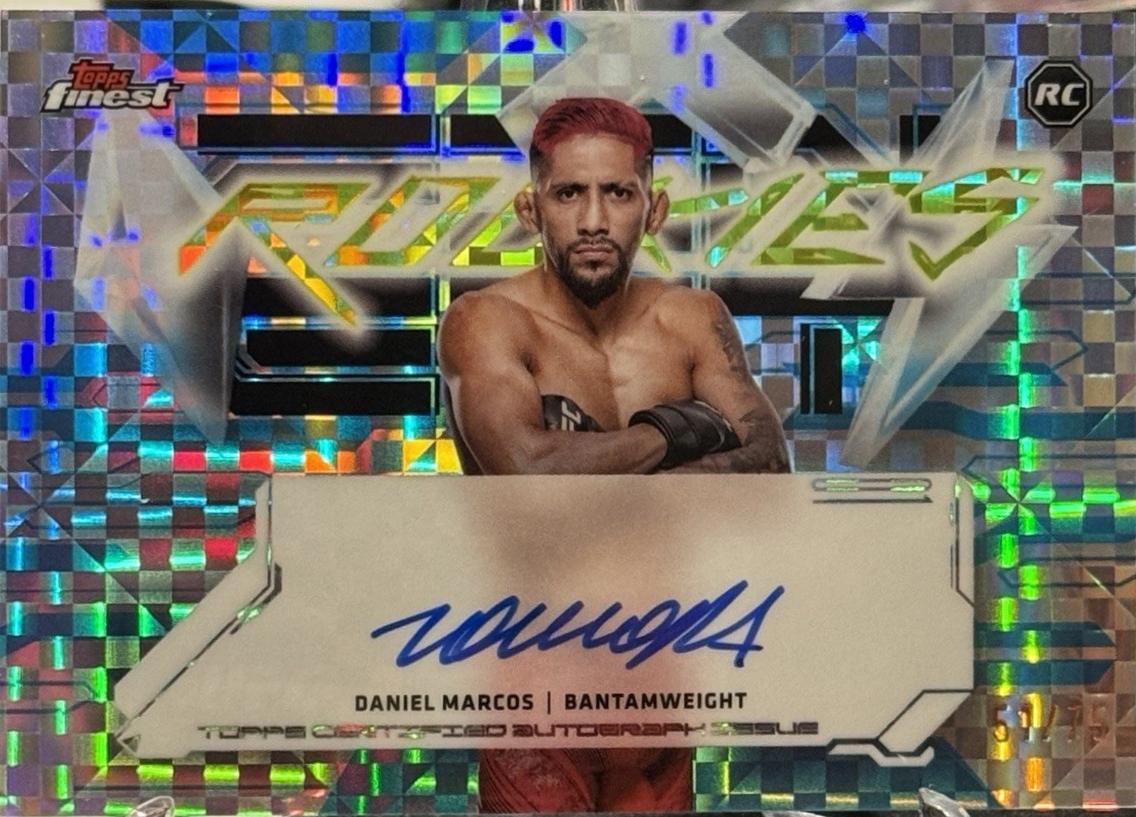 Daniel Marcos 2025 Topps Finest UFC Finest Rookie Autographs #FRA-DM Blue Checkerboard Refractor