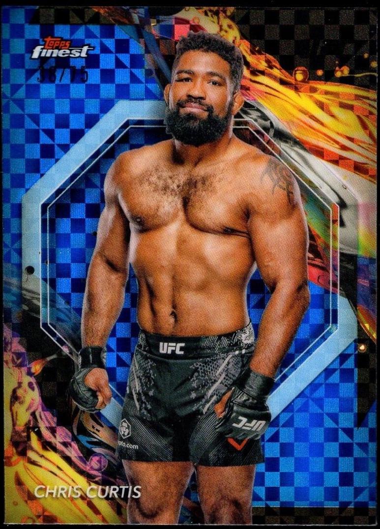 Chris Curtis 2024 Topps Finest UFC Base Uncommon #130 Blue Checkerboard Refractor