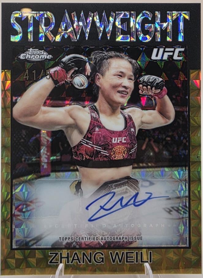 Zhang Weili 2026 Topps Chrome UFC 1986 Topps Signatures #86S-ZW Gold Geometric Refractor