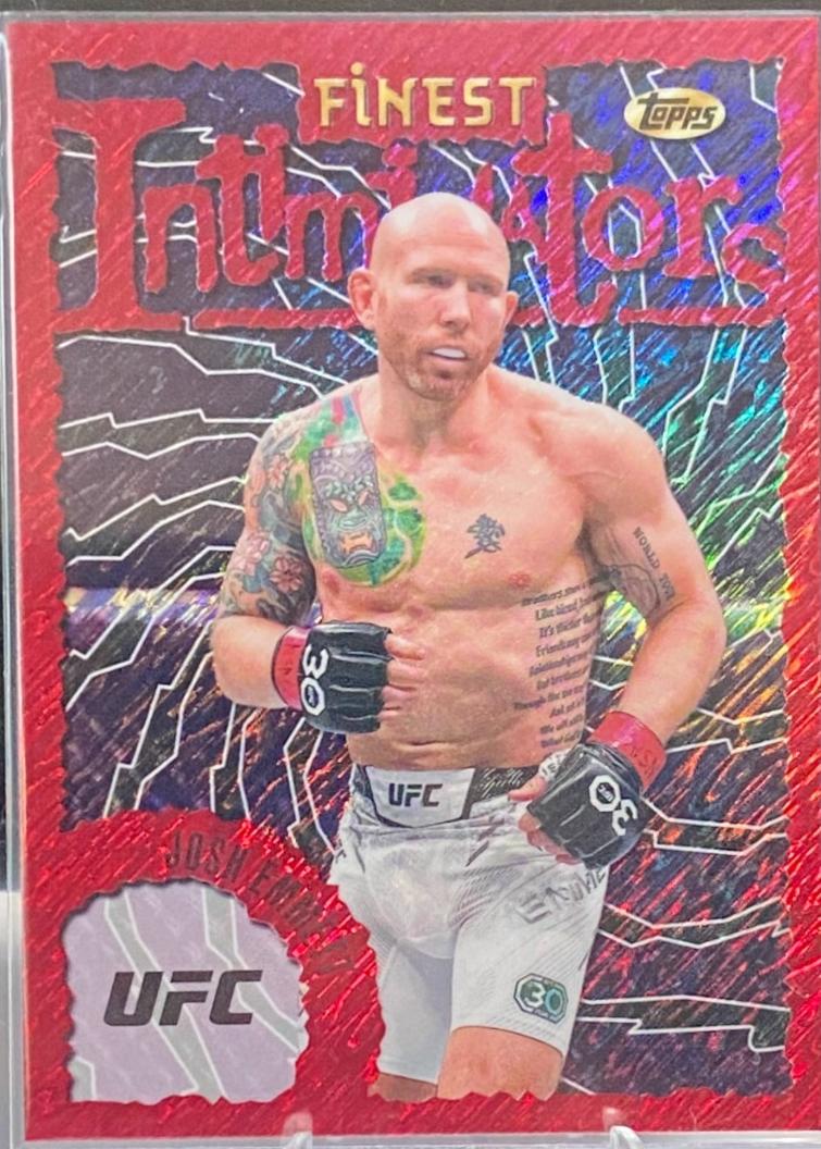 Josh Emmett 2024 Topps Finest UFC Intimidators #INT-9 Red Shimmer Refractor
