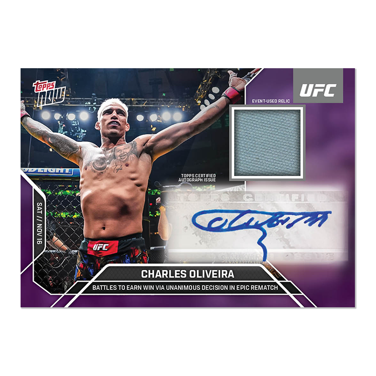 Charles Oliveira Topps Now UFC Sticker Autograph Relics #32 Purple