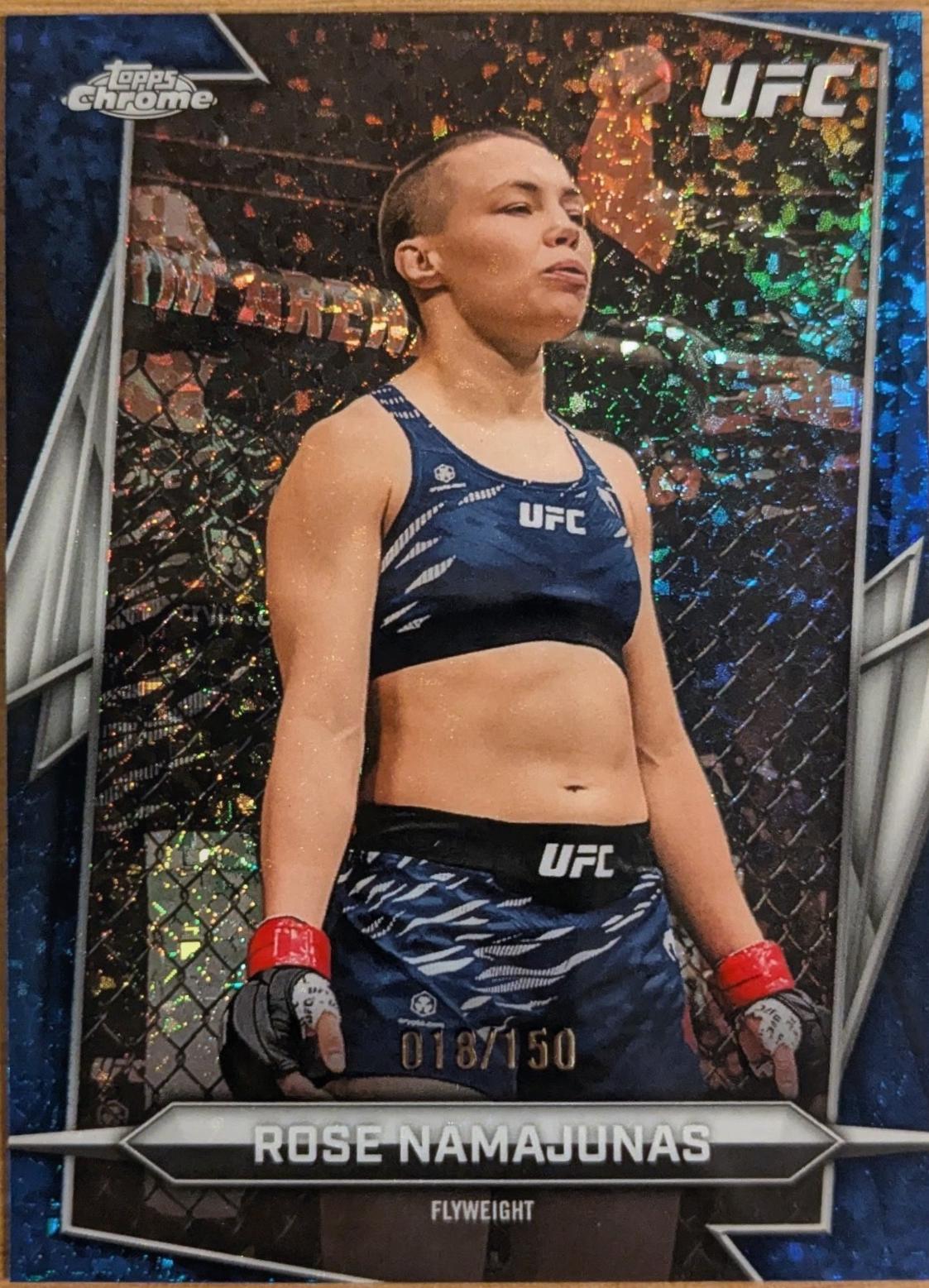 Rose Namajunas 2026 Topps Chrome UFC Base #87 Blue Mini Diamonds Refractor