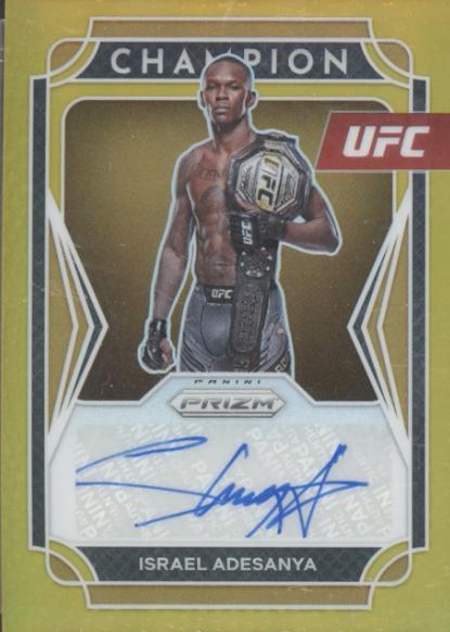 Israel Adesanya 2022 Panini Prizm UFC Champion Signatures #6 Gold