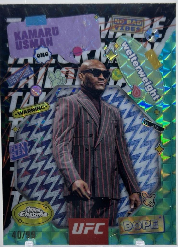 Kamaru Usman 2025 Topps Chrome UFC Tailor Made #TRM-2 Green Refractor