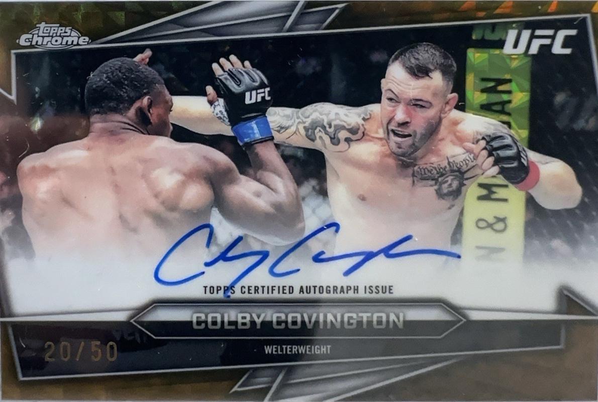 Colby Covington 2026 Topps Chrome UFC Base Autographs #BAV-CC Gold Geometric Refractor